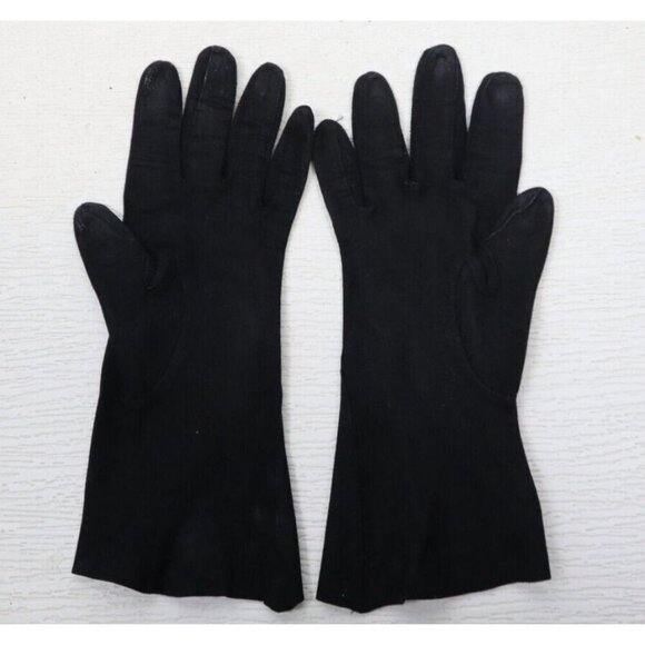 VINTAGE WOMEN'S BLACK SOFT SUEDE GLOVES - ALEXETTE - 6.5 - Picture 7 of 15